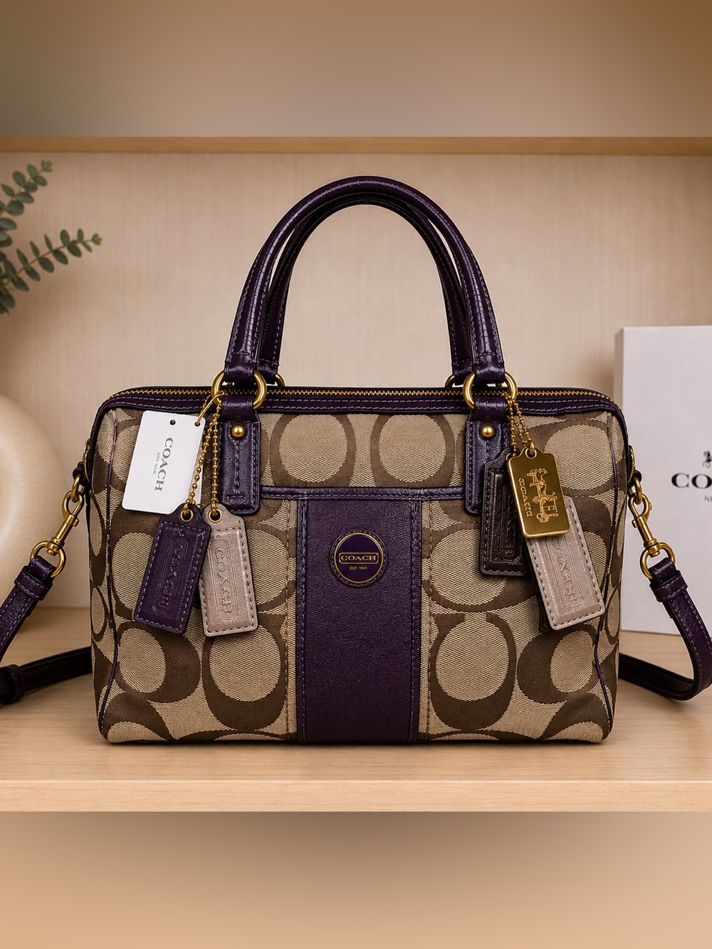 Coach Purple Signature Satchel w/ 5 Hangtags | 2013 RARE